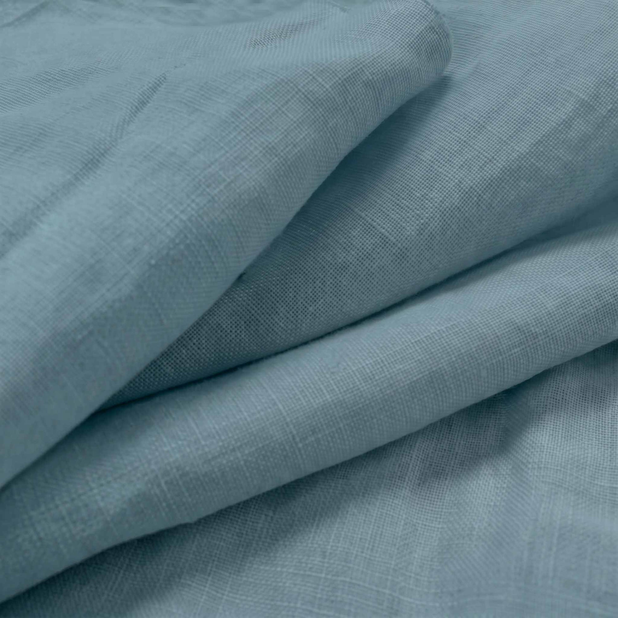 Blue Double width Linen fabric. Softened 280 cm wide. Close-up. Vilgot Legion Blue by Ada & Ina