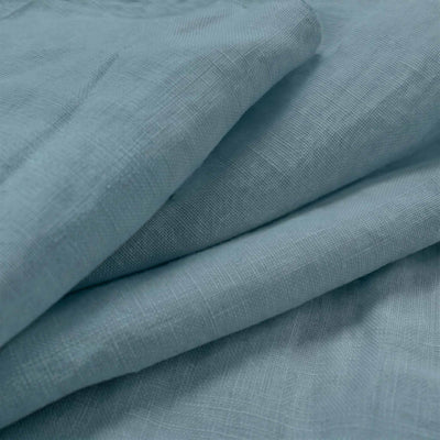 Blue Double width Linen fabric. Softened 280 cm wide. Close-up. Vilgot Legion Blue by Ada & Ina