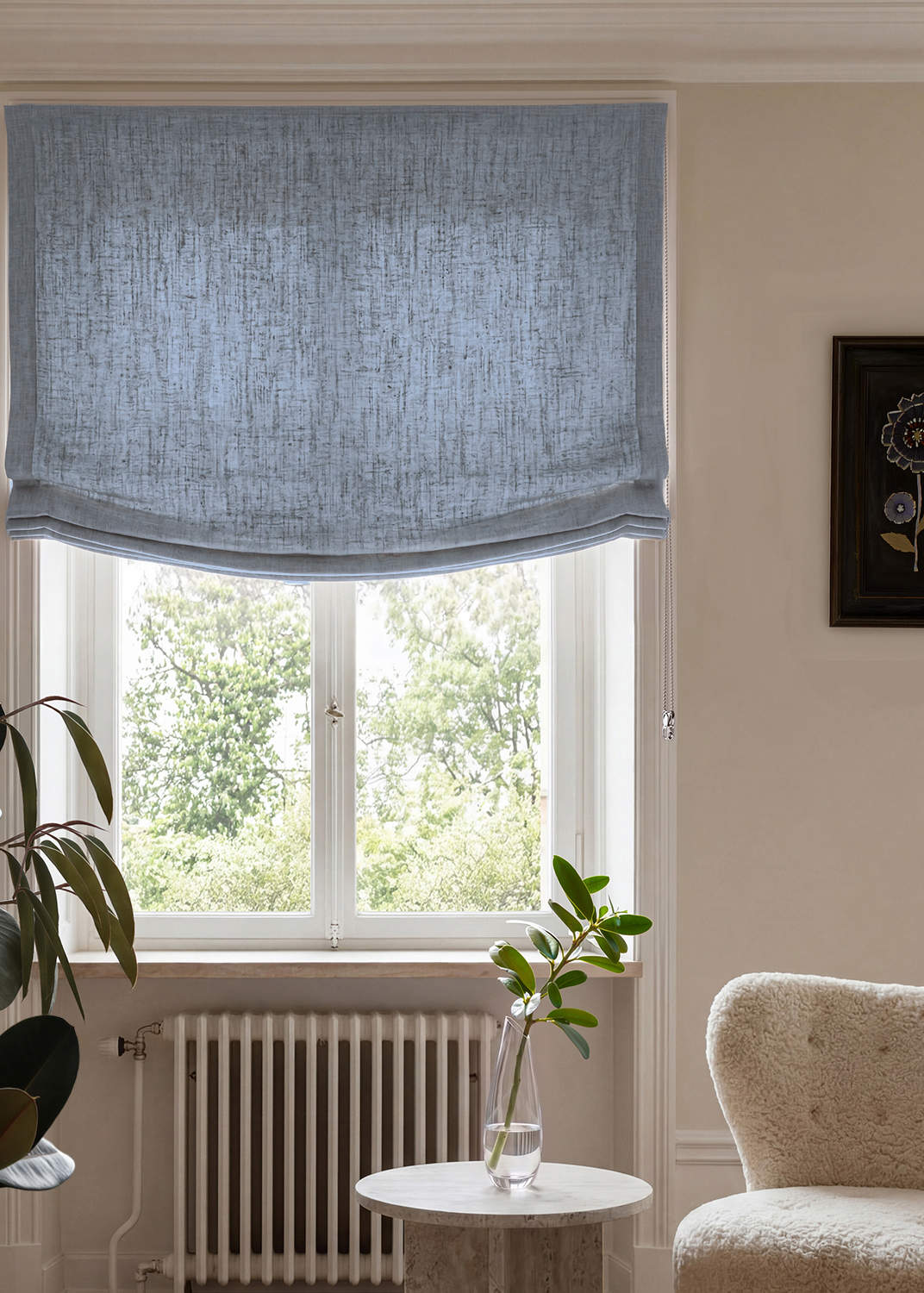 Blue 100% Linen Relaxed blind. Bea Denim by Ada & Ina