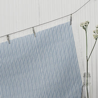Maisa Blue Mist - Linen curtain fabric, Blue stripes
