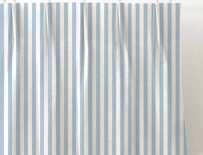 Liliana Blue Mist-WHT - white fabric with blue striped pattern 
