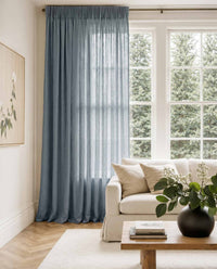 Greyish Blue Pleated linen curtains