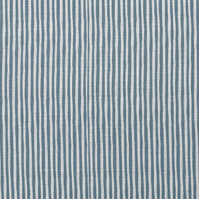 Maisa Blue Stone - Linen curtain fabric, Blue stripes