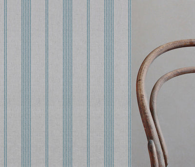 Brea Blue Stone - Natural fabric with Striped Blue print