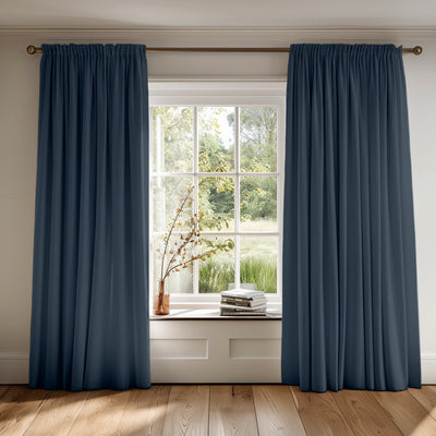 Blue Cotton Curtains made of Amara Blue Grey - Blue 100% Cotton Fabric
