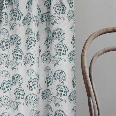 Erleen-Nat Blue Stone - Curtain fabric with Blue botanical print