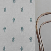 Lisana NAT Blue Stone - Curtain fabric with Light Blue abstract print
