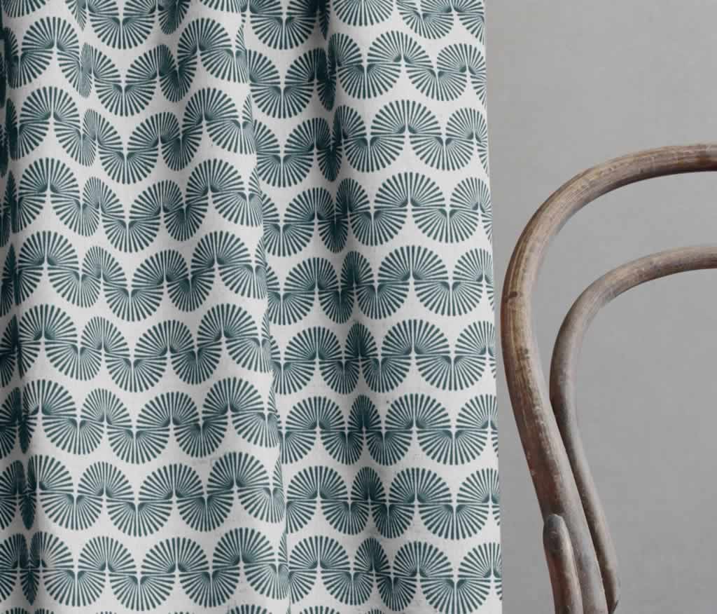 Ofira Blue Stone - Curtain fabric with Blue abstract print