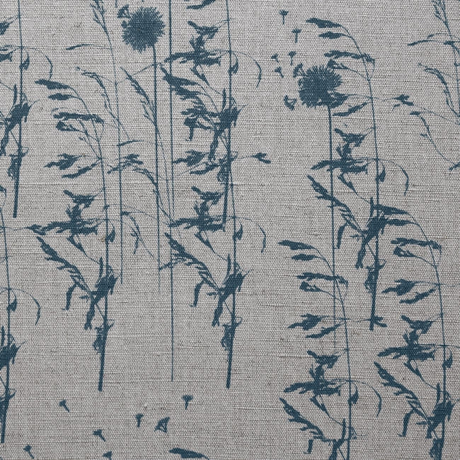 Breeze Blue Stone - Curtain fabric with Blue botanical pattern