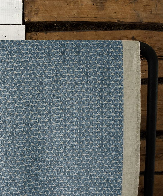 Saana Blue Stone - Curtain fabric, abstract Blue geometric pattern