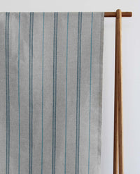 Elise Blue Stone- Linen Cotton mix curtain fabric, Blue Stone & Marine Blue stripes