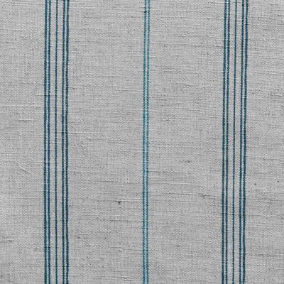 Elise Blue Stone- Linen Cotton mix curtain fabric, Blue Stone & Marine Blue stripes