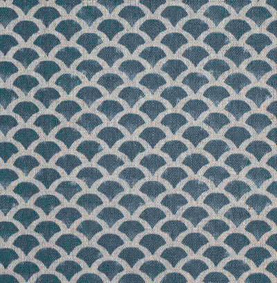 Erle Blue Stone - Natural curtain fabric, Blue contemporary print