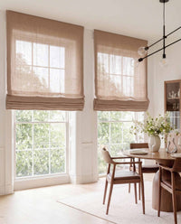 Nougat Brown Linen Roman blinds. Made of 280 cm wide soft 100% Linen fabric Vilgot Nougat by Ada & Ina