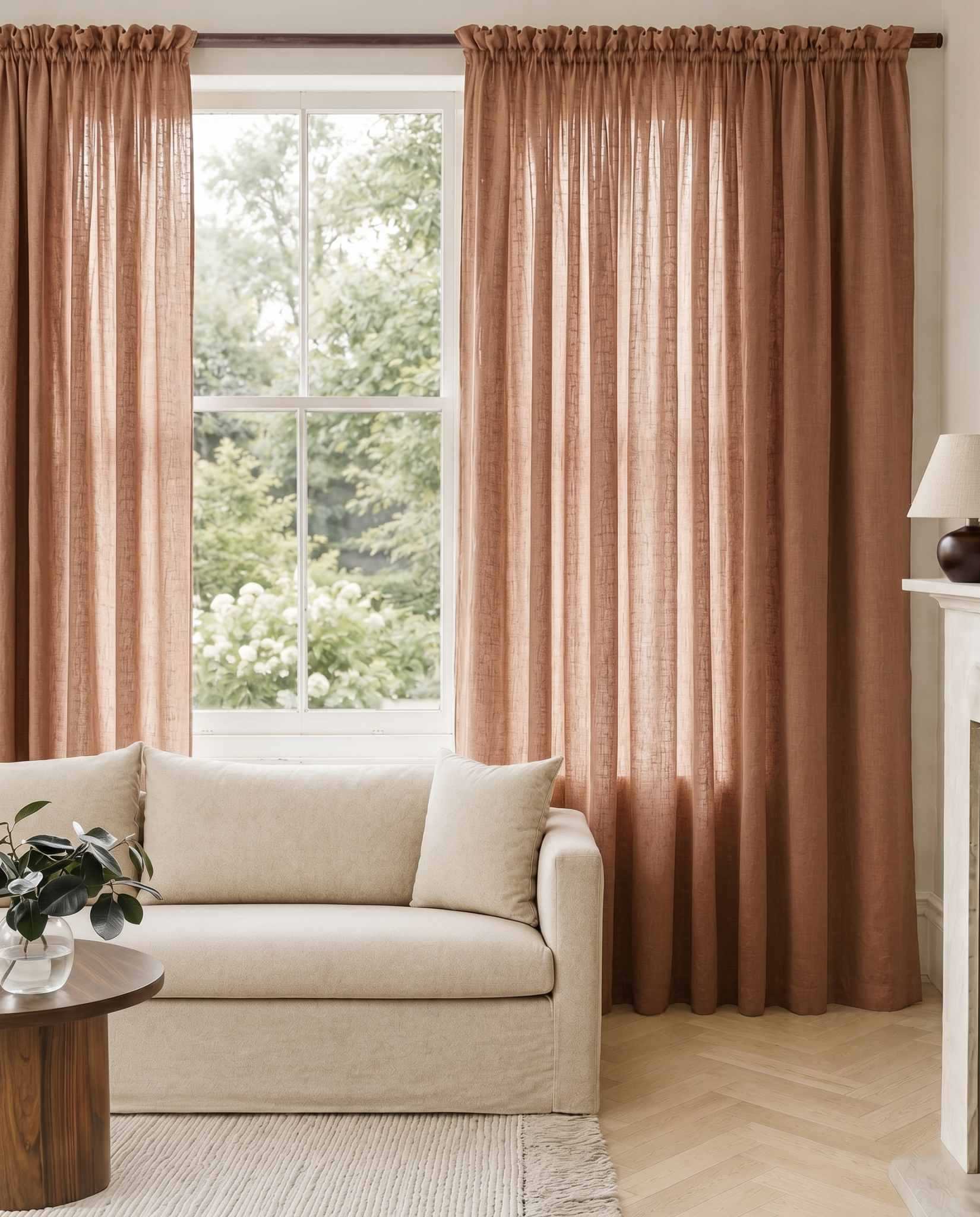 Brown Linen Curtains. Mariana Copper Smoke by Ada & Ina