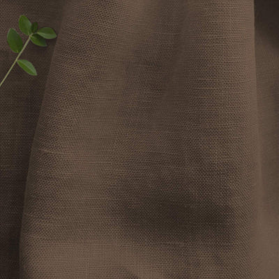 Brown 100% Linen Fabric - close-up. Bea Chestnut by Ada & Ina Fabrics