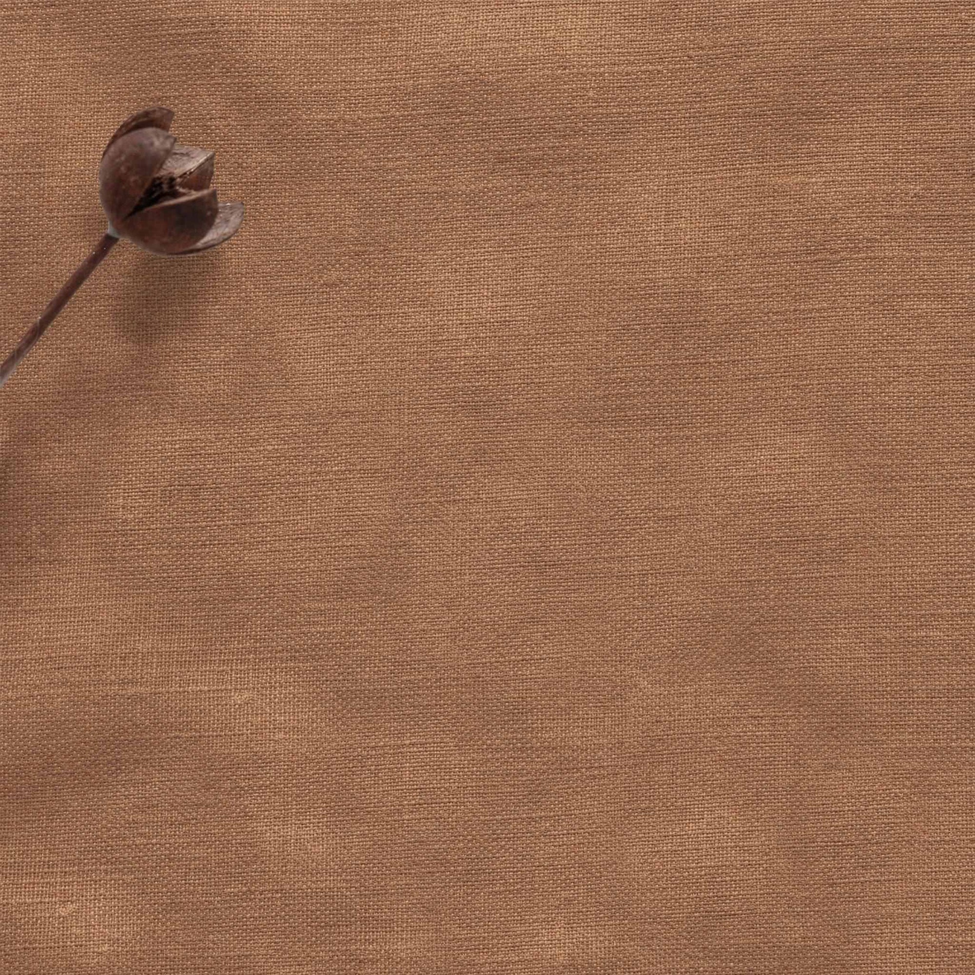 Brown Linen stonewashed Fabric. Mariana Copper Smoke by Ada & Ina