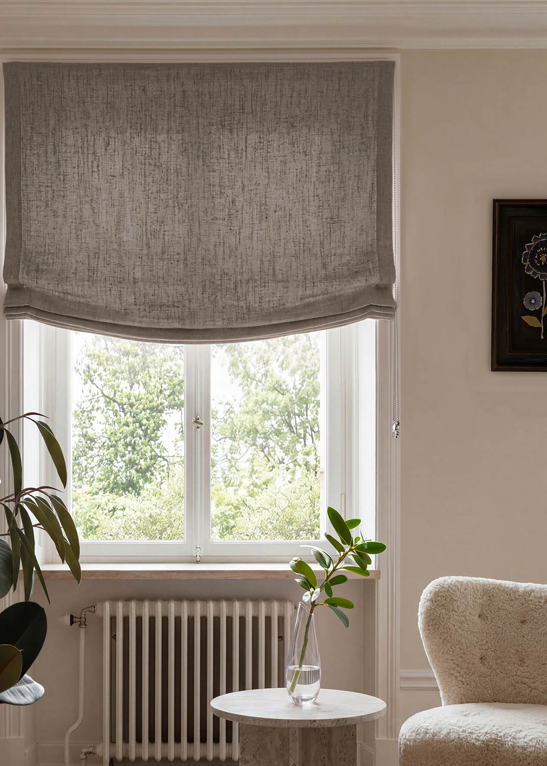 Brown 100% Linen Relaxed blind. Bea Cedar by Ada & Ina