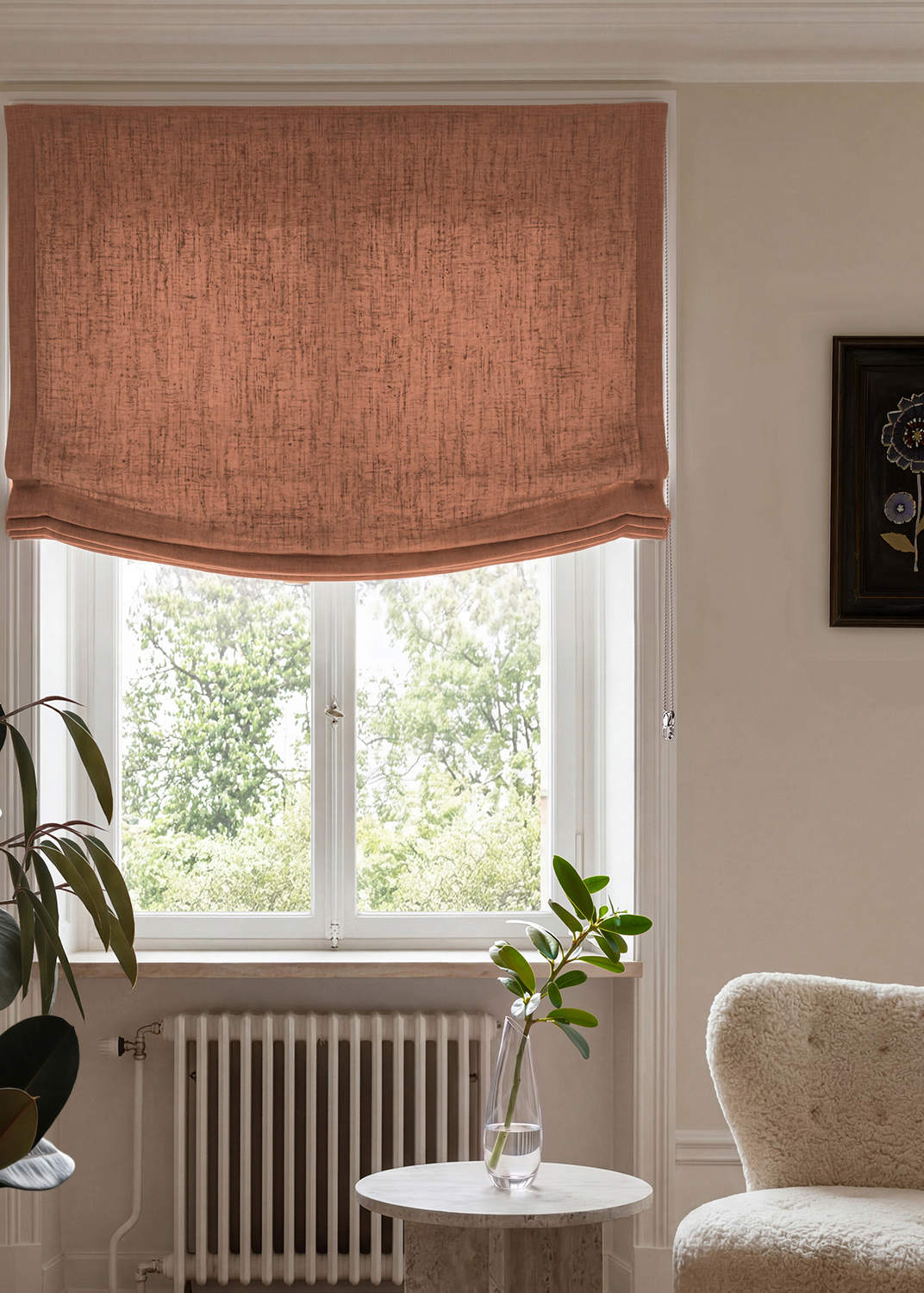 Brown 100% Linen Relaxed blind. Bea Terracotta by Ada & Ina