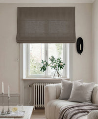 Brown 100% Linen Roman blind. Bea Cedar by Ada & Ina Fabrics