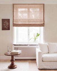 Nougat Brown Linen Roman blind. Made of 280 cm wide soft 100% Linen fabric Vilgot Nougat by Ada & Ina