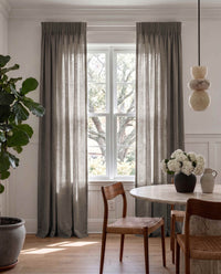 Brown 100% Linen Unlined curtains - Pencil pleat heading. Bea Cedar by Ada & Ina