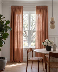 Brown 100% Linen Unlined curtains - Pencil pleat heading. Bea Terracotta by Ada & Ina