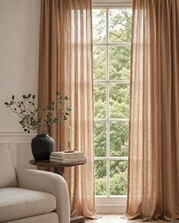 Brown Linen Unlined Curtains. Mariana Copper Smoke by Ada & Ina