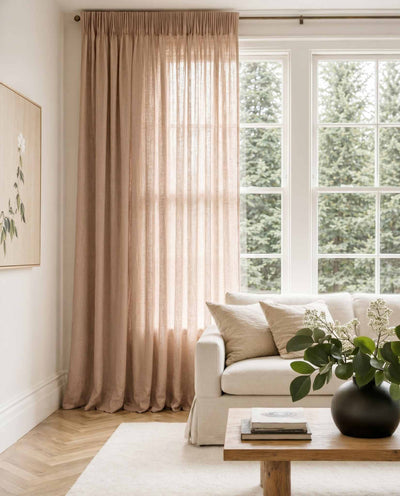 Nougat Brown Pleated linen curtains