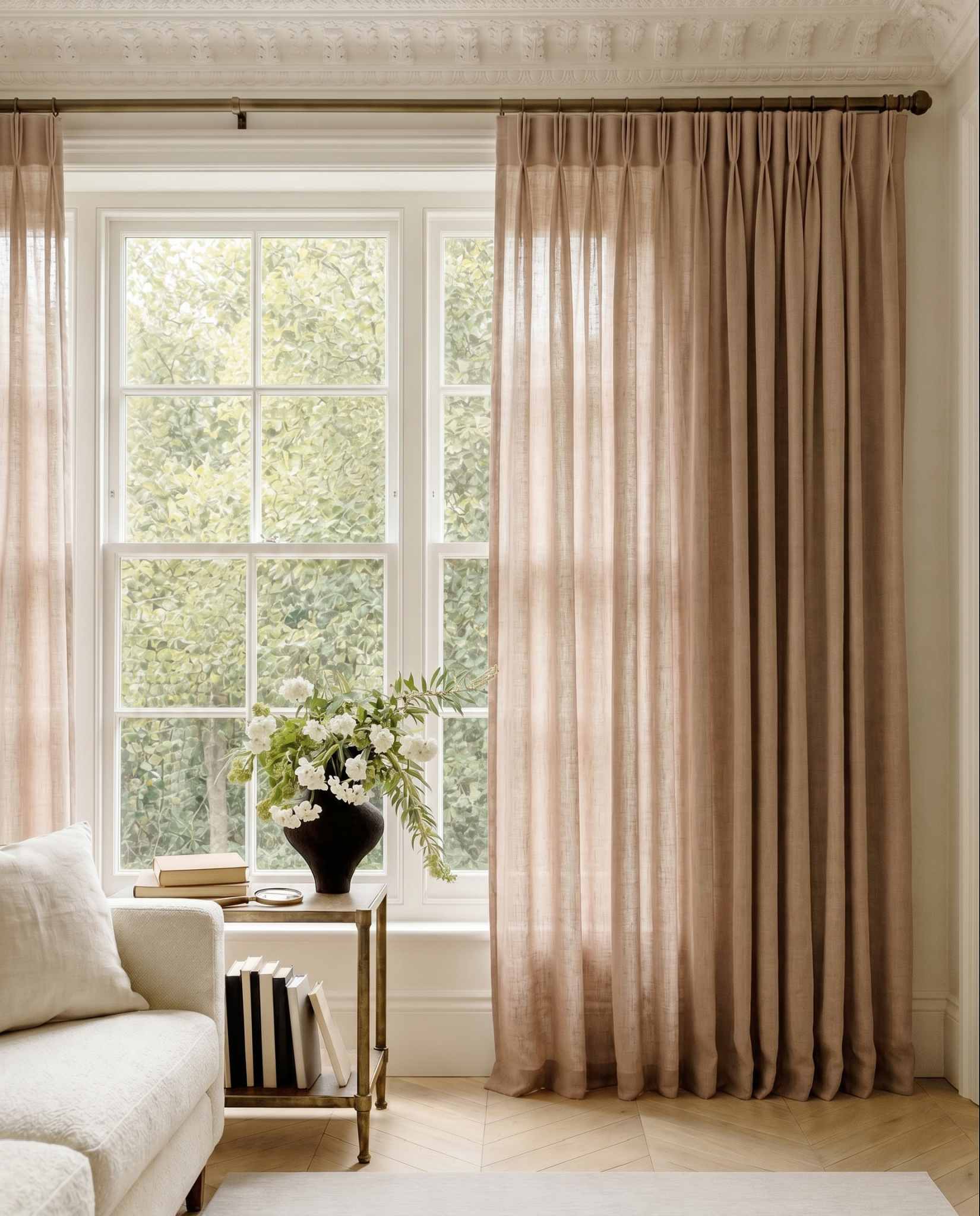 Nougat Brown Triple pleat curtains