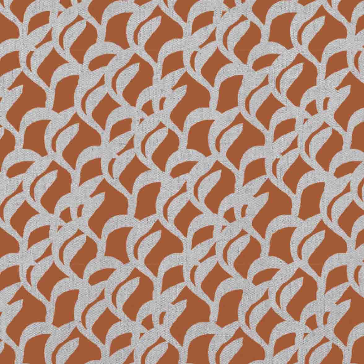 Edlyn Burnt Orange  - Curtain fabric with Orange abstract botanical print