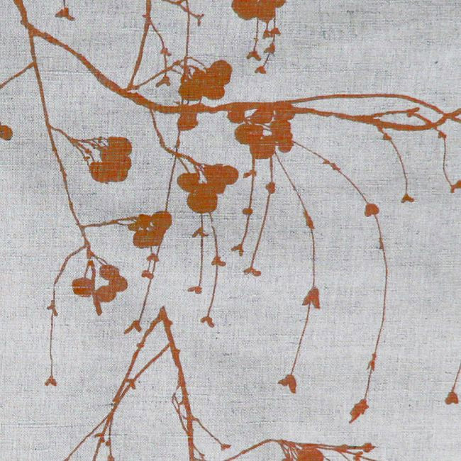 Berry Terracotta - Natural fabric with Orange print