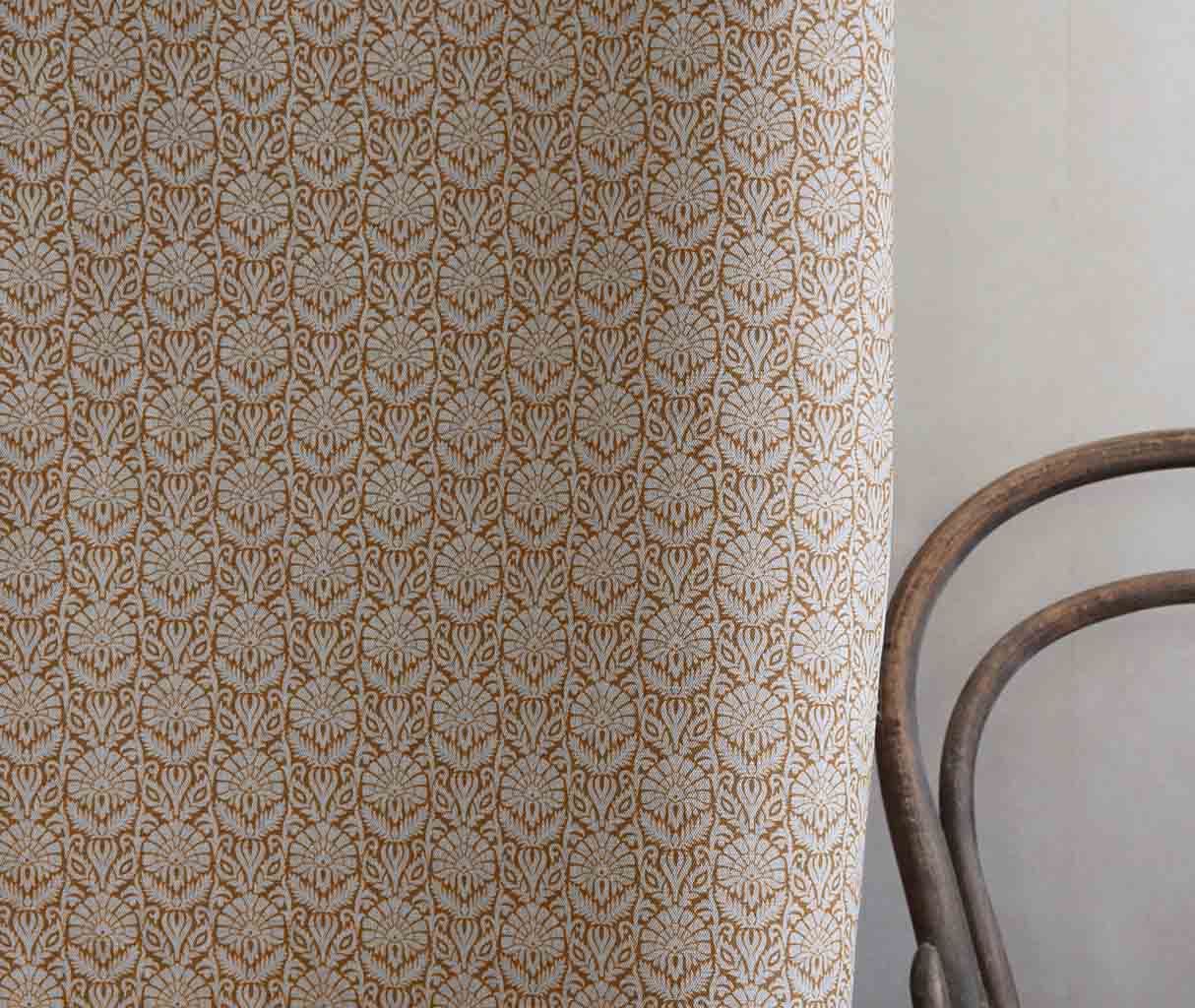 Krista Burnt Orange - Curtain fabric with abstract Orange floral pattern