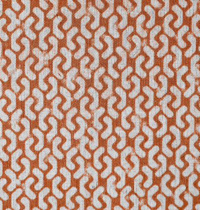 Arina Burnt Orange - Natural curtain fabric, Orange abstract print