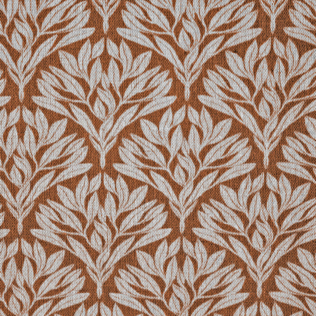 Birna Terracotta - Curtain fabric with Orange botanical print