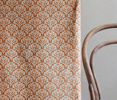 Birna Terracotta - Curtain fabric with Orange botanical print
