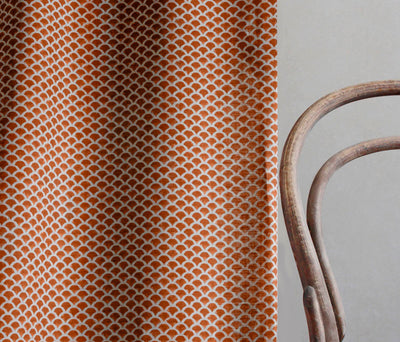 Erle Terracotta - Natural curtain fabric, Orange contemporary print