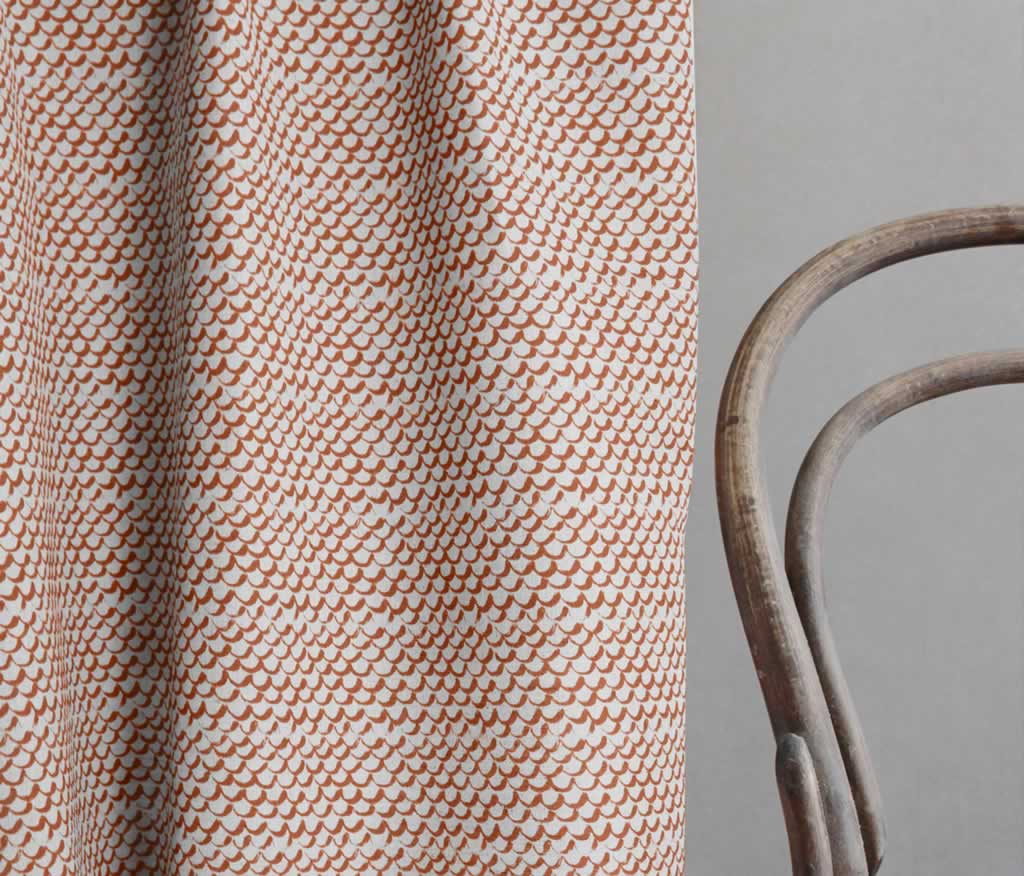 Jenna Burnt Orange - Curtain fabric with Orange abstract print