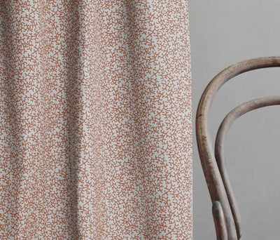 Phila Burnt Orange  - Curtain fabric with Orange botanical print