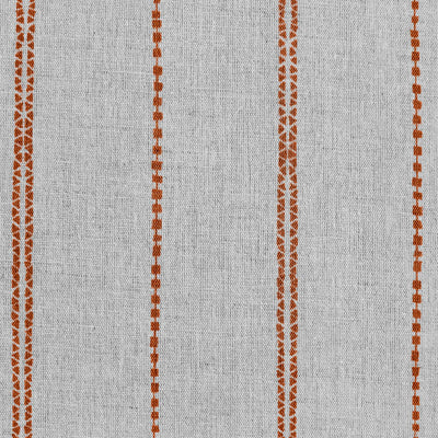 Inga-NAT Terracotta - Natural fabric with Orange decorative stripes, Linen Cotton mix