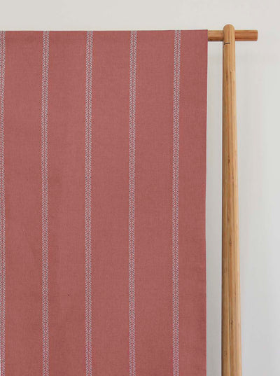 Rana Burnt Orange - Orange curtain fabric with hand drawn stripes