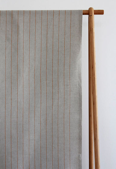 Solveig Terracotta - Curtain fabric with Orange stripes