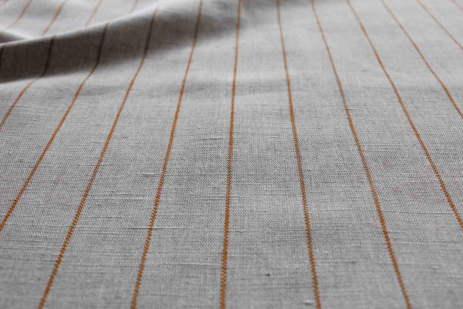 Solveig Terracotta - Curtain fabric with Orange stripes