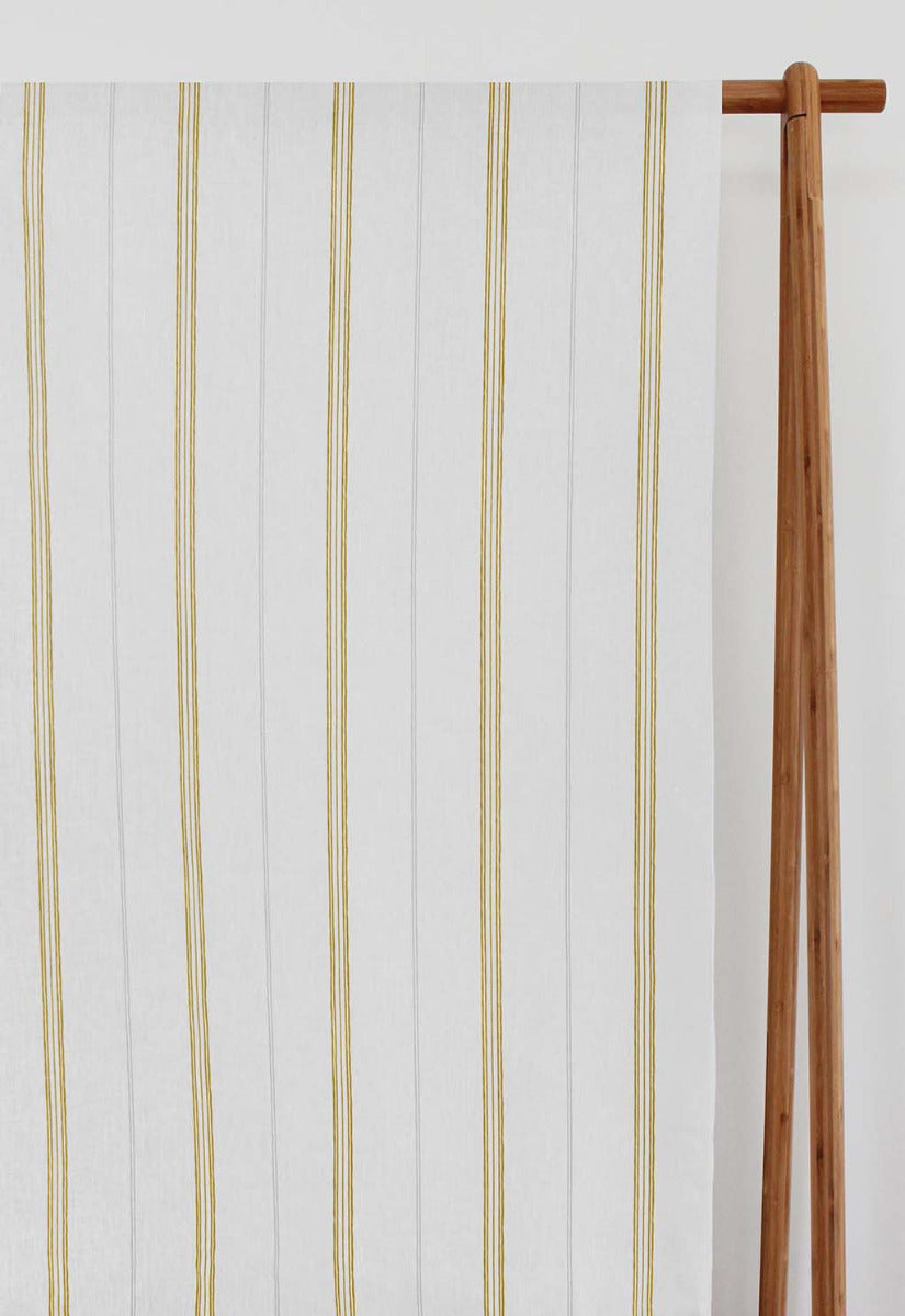 Elise Dijon-WHT - vertical two tone striped fabric.