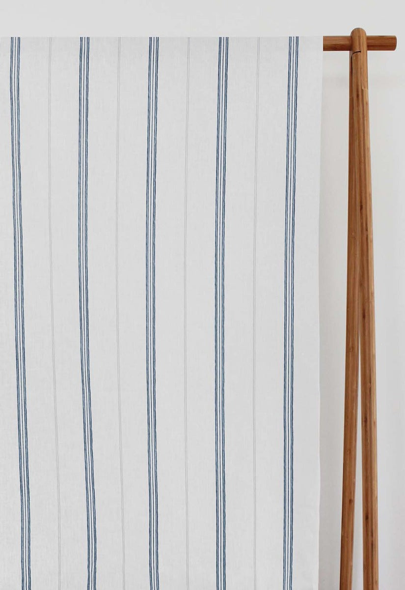 Elise Ink-WHT - vertical two tone striped fabric.