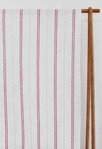 Elise Dream Red-WHT - vertical two tone striped fabric.