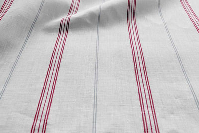Elise Dream Red-WHT - vertical two tone striped fabric.