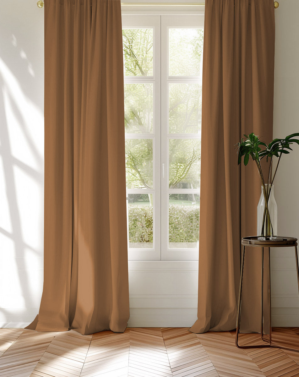 Pair of Brown curtains in cotton fabric