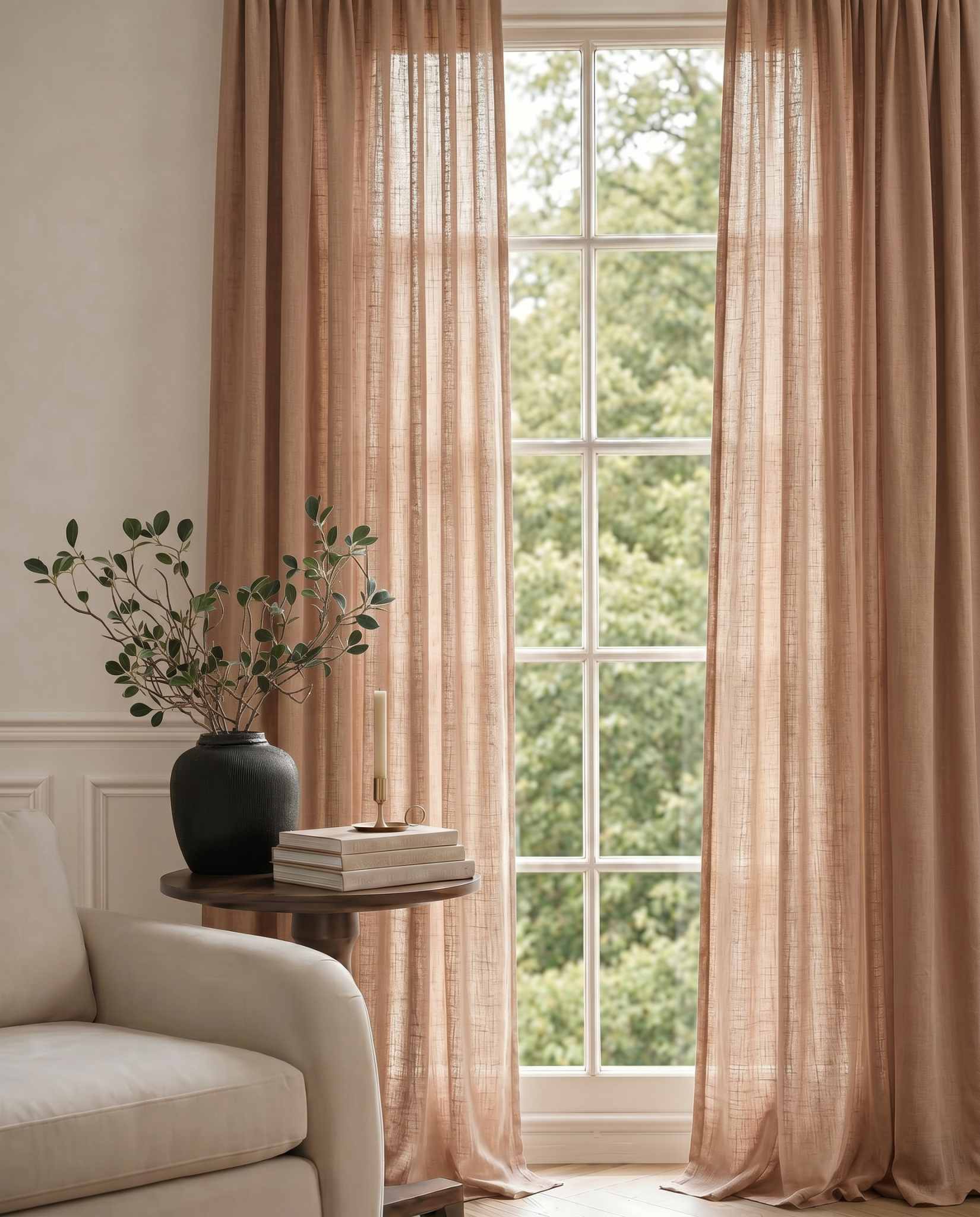 Cashmir brown Linen Unlined Curtains. Mariana Cashmir by Ada & Ina