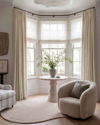 Chalk 100% Linen Bay window curtains. Bea Chalk by Ada & Ina